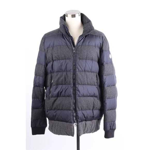 Moncler Dordogna Down Wool Mixed Media Puffer Jacket SZ 7/4XL Blue/Black MINT - Picture 1 of 10